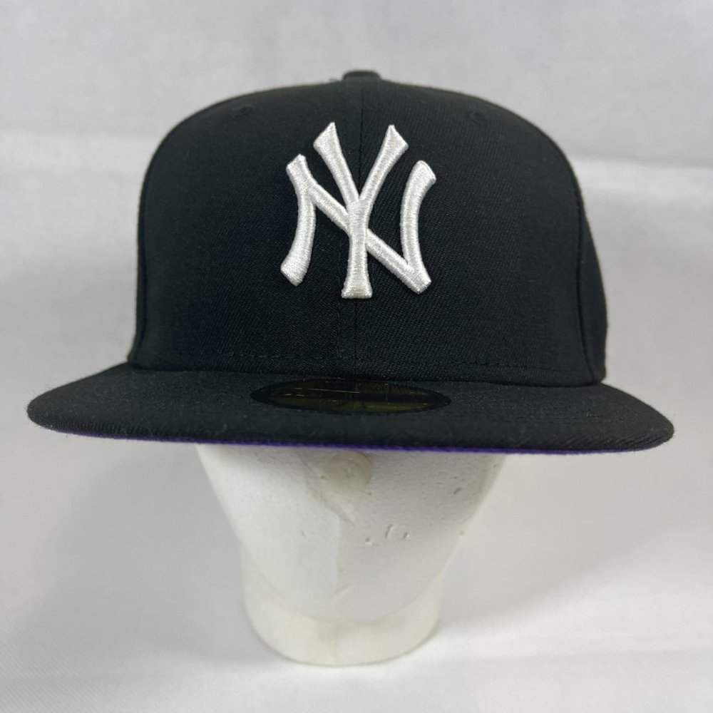 New Era x Hat Club 59FIFTY NY YANKEES Black PURPLE USA FLAG & UV 7 1/4" NWT